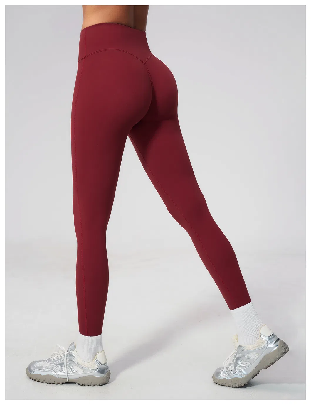 Tummy Control High Waist Yoga Pants for Women Wide Seamless Waistband V-Shape Lifting Butt Scrunch Leggings Squat-Proof 4-Way Stretch Matte Cropped