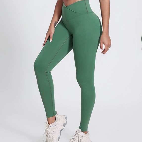 Women's High-Waisted Gym Leggings V-Shape Front Butt Lifting Yoga Features Soft Active Wear Elastic Waist Printed for Workout