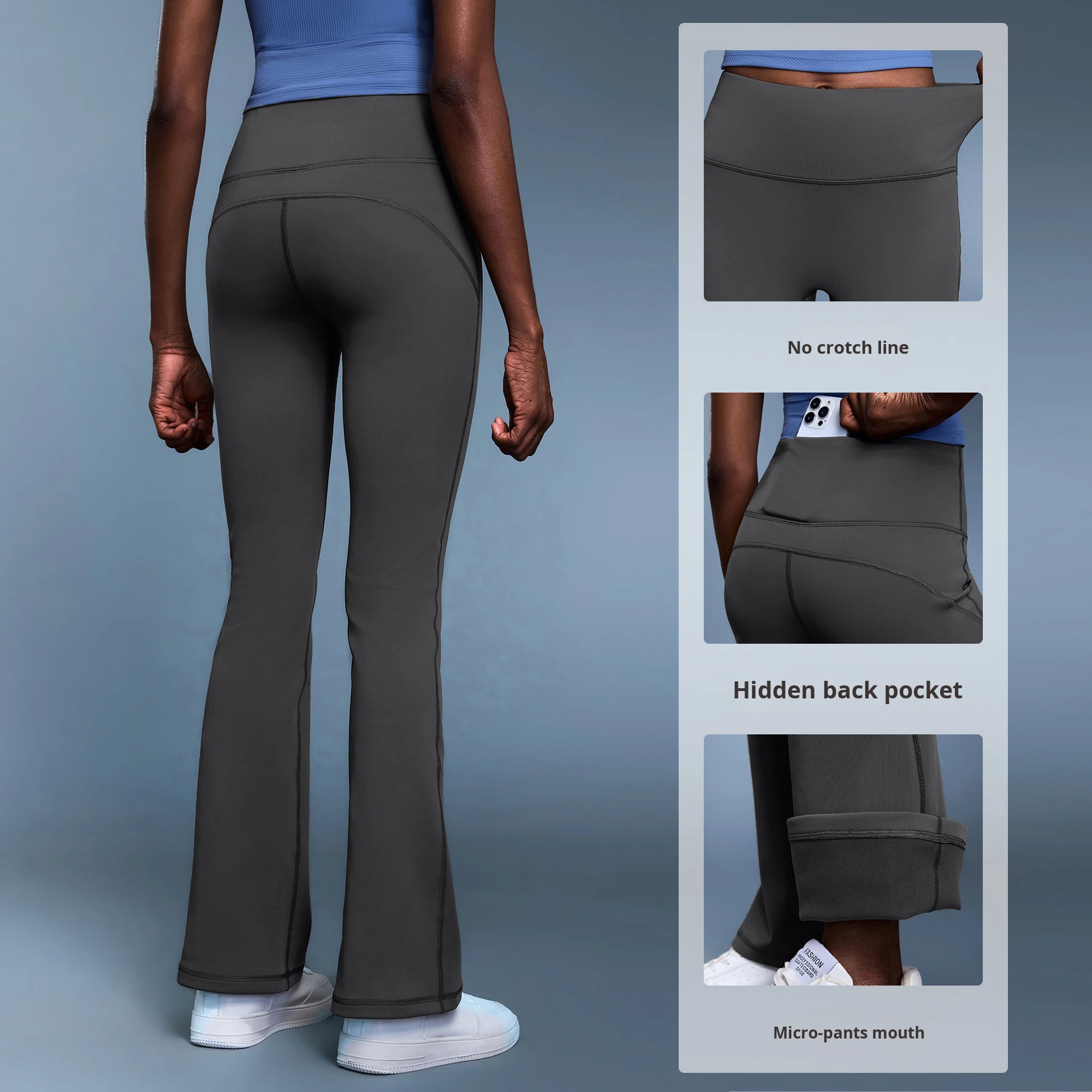 High-Waisted Elastic Solid Full-Length Yoga Pants Women Autumn Winter Warm Fleece-Lined Flared Tummy Control Plus Size Four-Way
