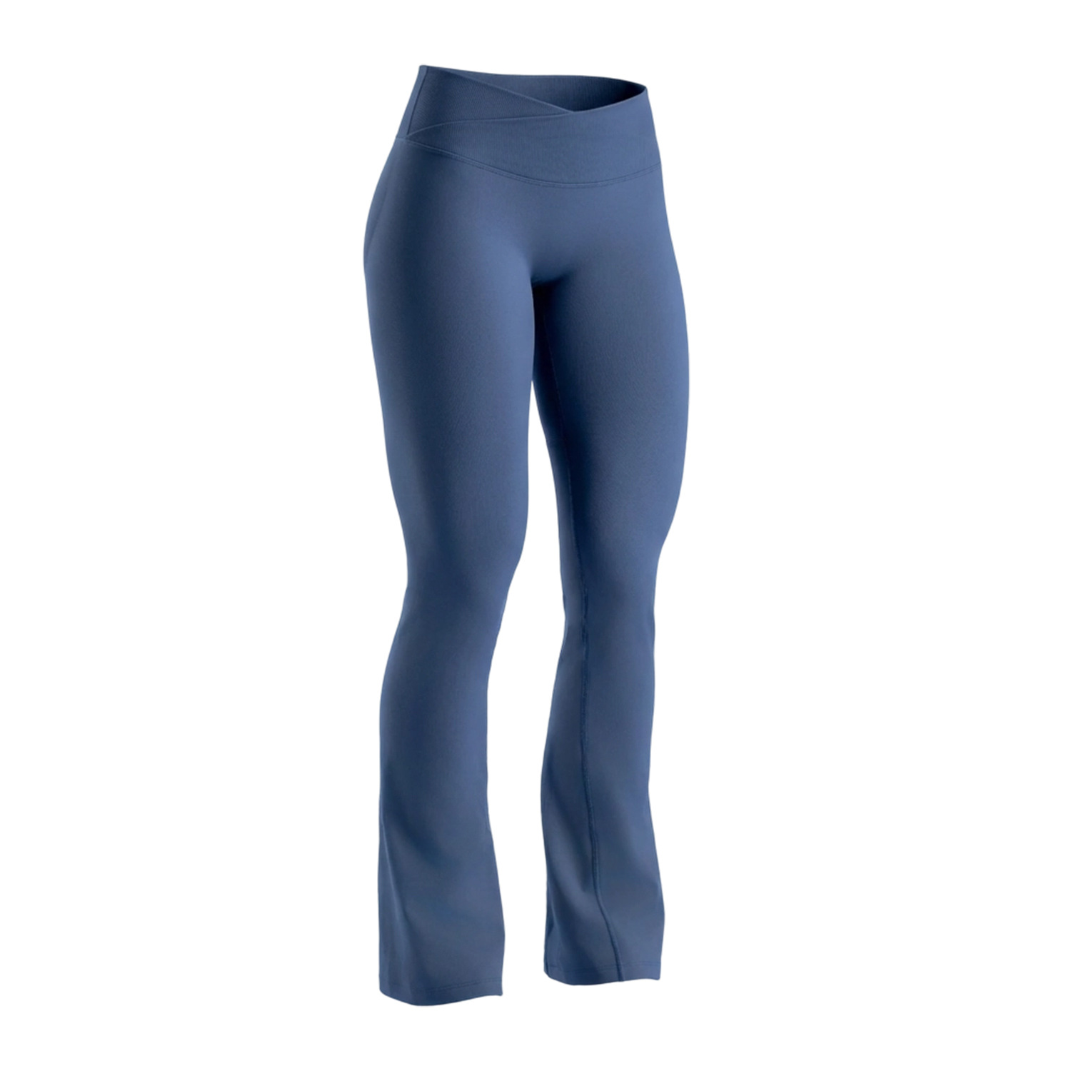 Seamless Women's High-Waisted Yoga Pants Cross V-Shaped Ribbed Waistband Invisible Pleats-Flared Tummy Control Breathable