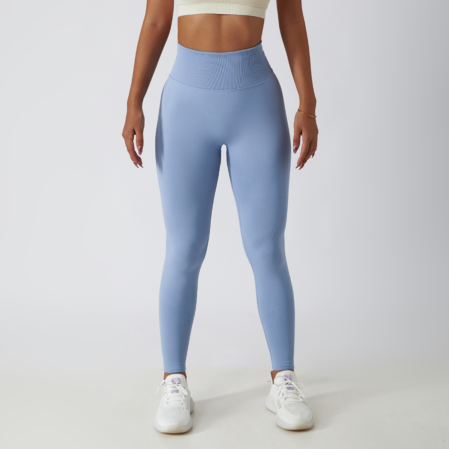 Hot Selling Women's Elastic Waist Seamless Scrunch Butt Fitness Spandex Yoga Pants Solid Four-Way Stretch Anti-UV Full Length
