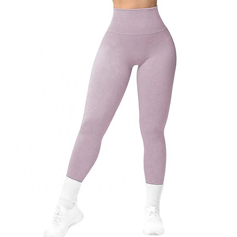 Wholesale Ribbed High Waist Push up Leggings Sin Costuras Fitness Yoga Workout Squat Proof Leggings for Women