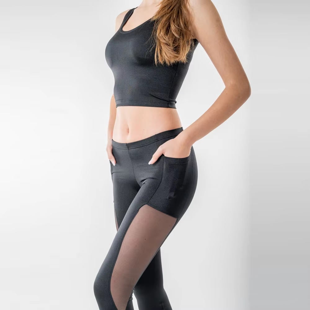 Custom Wholesale Sport Wear Mesh Yoga Pants Leggings High Waist Sexy Workout Tights Breathable Fitness Leggings For Women