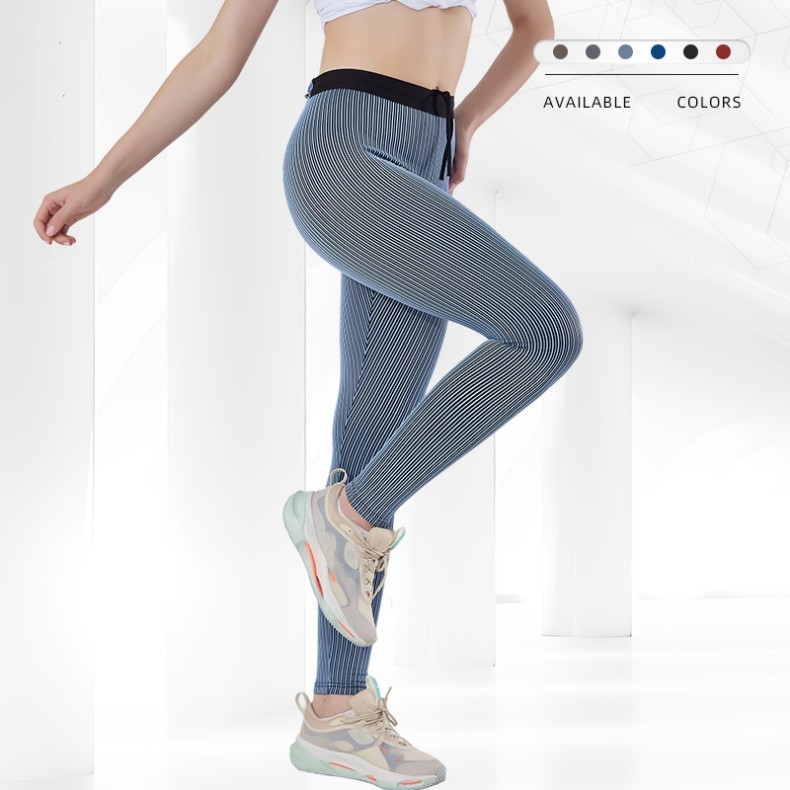 Women Ribbed Full Length Sports Leggings Polyester Quick Dry Running Leggings Solid Tight Pants Breathable Compression Pants