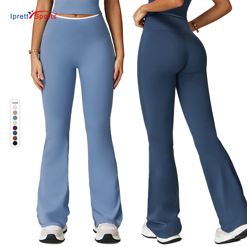 OEM Sports Flared Pants Quick Dry Wide Leg Long Sports Pants Color Block Yoga Sets Micro Flared Fitness Running for Girls Women