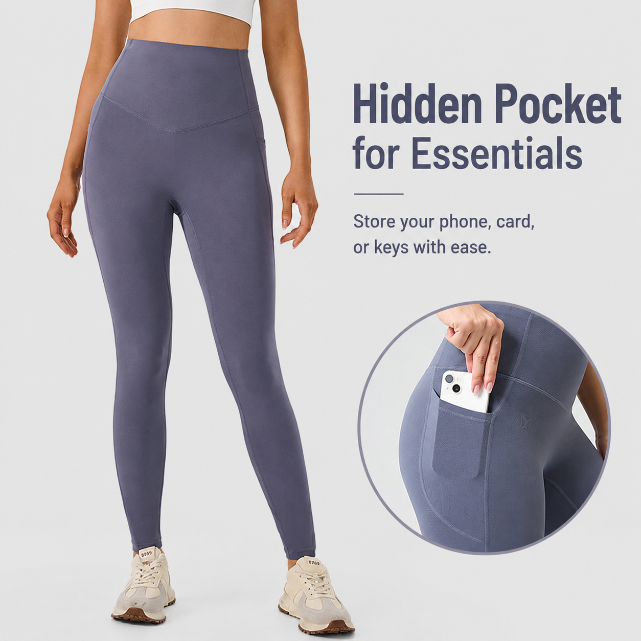 High Waist Yoga Leggings with Pockets, No Underwear Needed, Seamless Butt Lifting Gym Leggings, Naked Feel Workout Pants