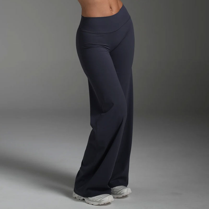 Breathable Sustainable Printed Mid Elastic Waist Smooth Loose Fit Straight Wide Leg Yoga Leggings Buttery Soft Four-Way Stretch