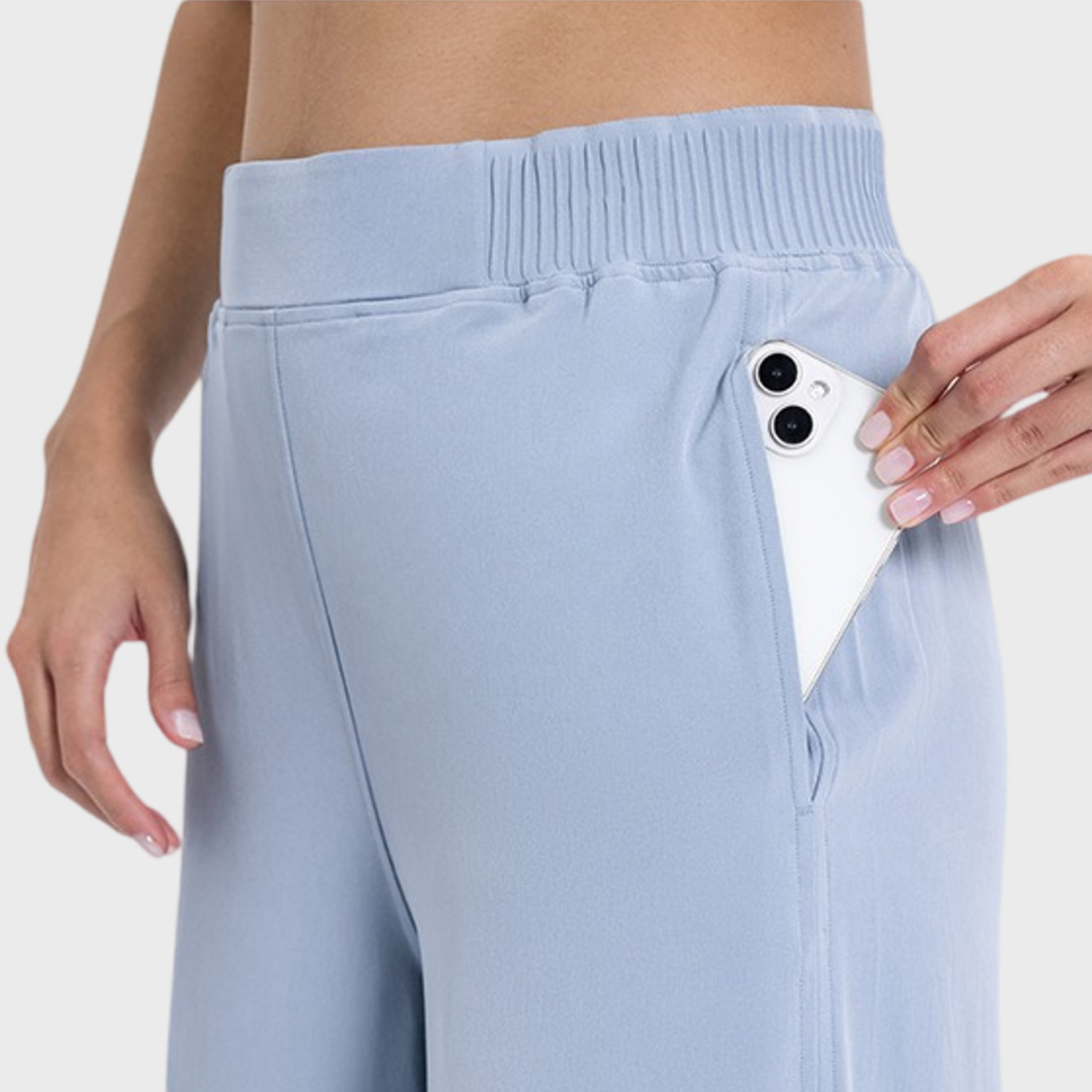 Luxtre Ice Cool Sun Protection Fabric Women's Flare Slit Tall Crop Wide Leg Yoga Pants With Pocket for Women