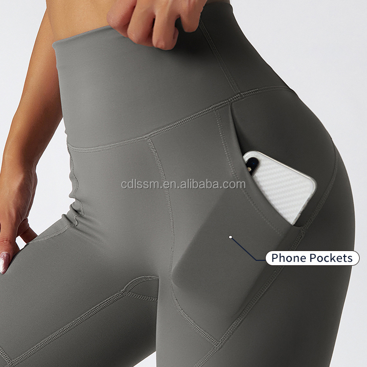 Wholesale Breathable Lightweight Eco-friendly Recycled Fabric High-waist Side-pocket Yoga Legging