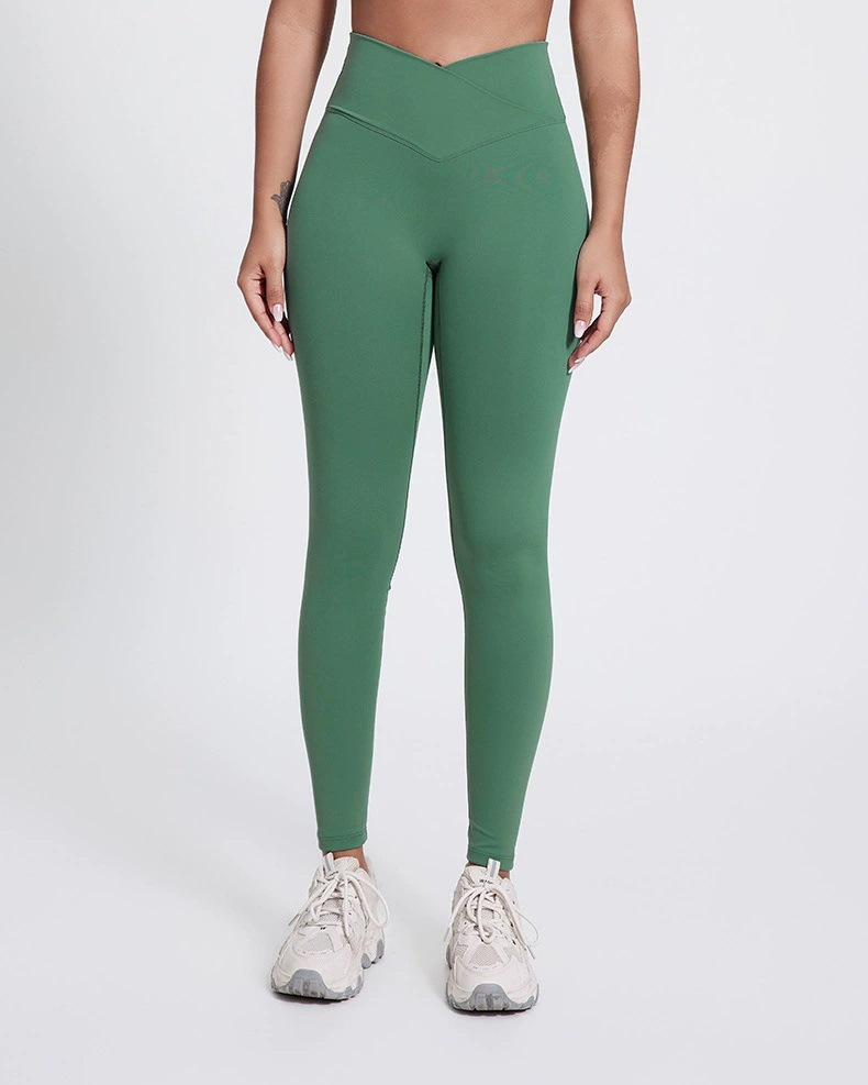 Women's High-Waisted Gym Leggings V-Shape Front Butt Lifting Yoga Features Soft Active Wear Elastic Waist Printed for Workout