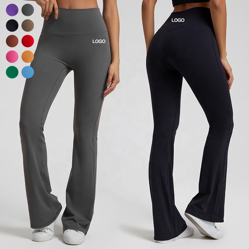 Women's Flare Yoga Pants High Waisted Wide Leg Bootcut Yoga Leggings-Flare Workout Gym Leggings