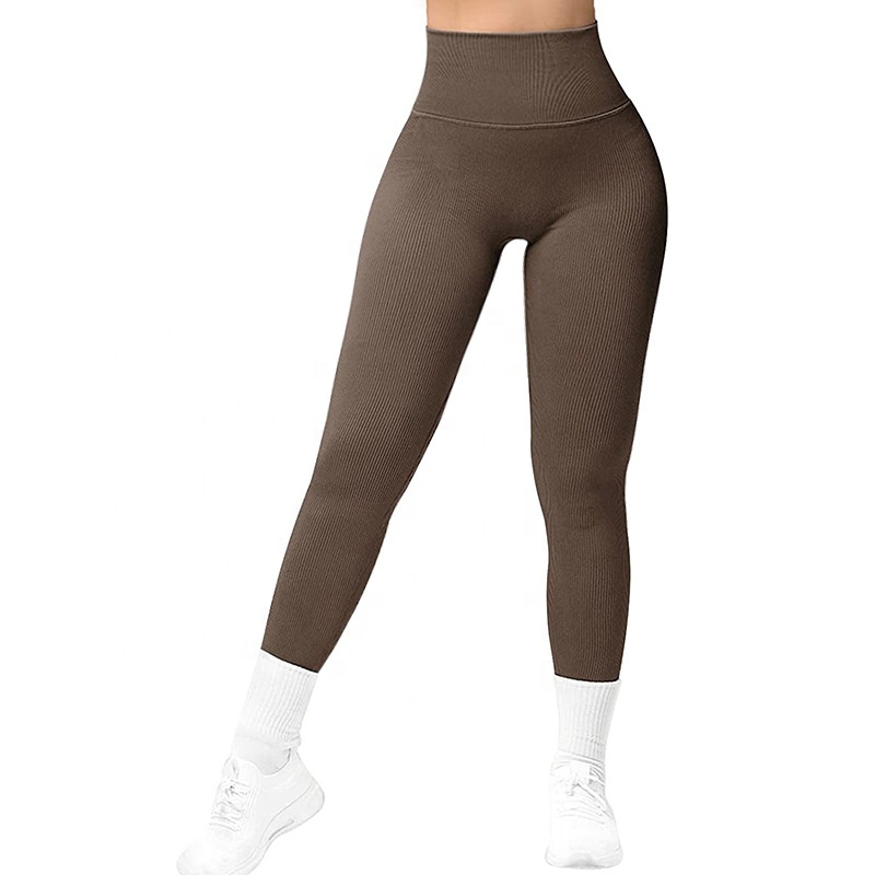 Wholesale Ribbed High Waist Push up Leggings Sin Costuras Fitness Yoga Workout Squat Proof Leggings for Women