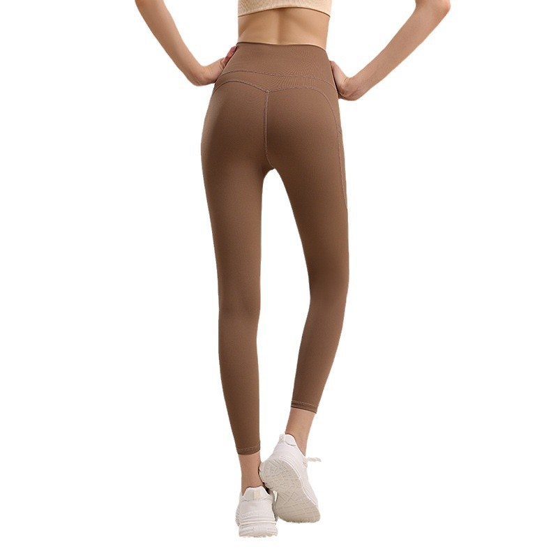 Pocket Tight Yoga Pants Women's High Waist Abdominal Quick-drying Hip-lifting Ankle-Length Spandex/Nylon Fitness PantsYoga Pants