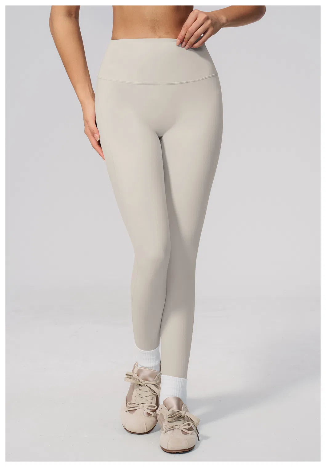 Tummy Control High Waist Yoga Pants for Women Wide Seamless Waistband V-Shape Lifting Butt Scrunch Leggings Squat-Proof 4-Way Stretch Matte Cropped