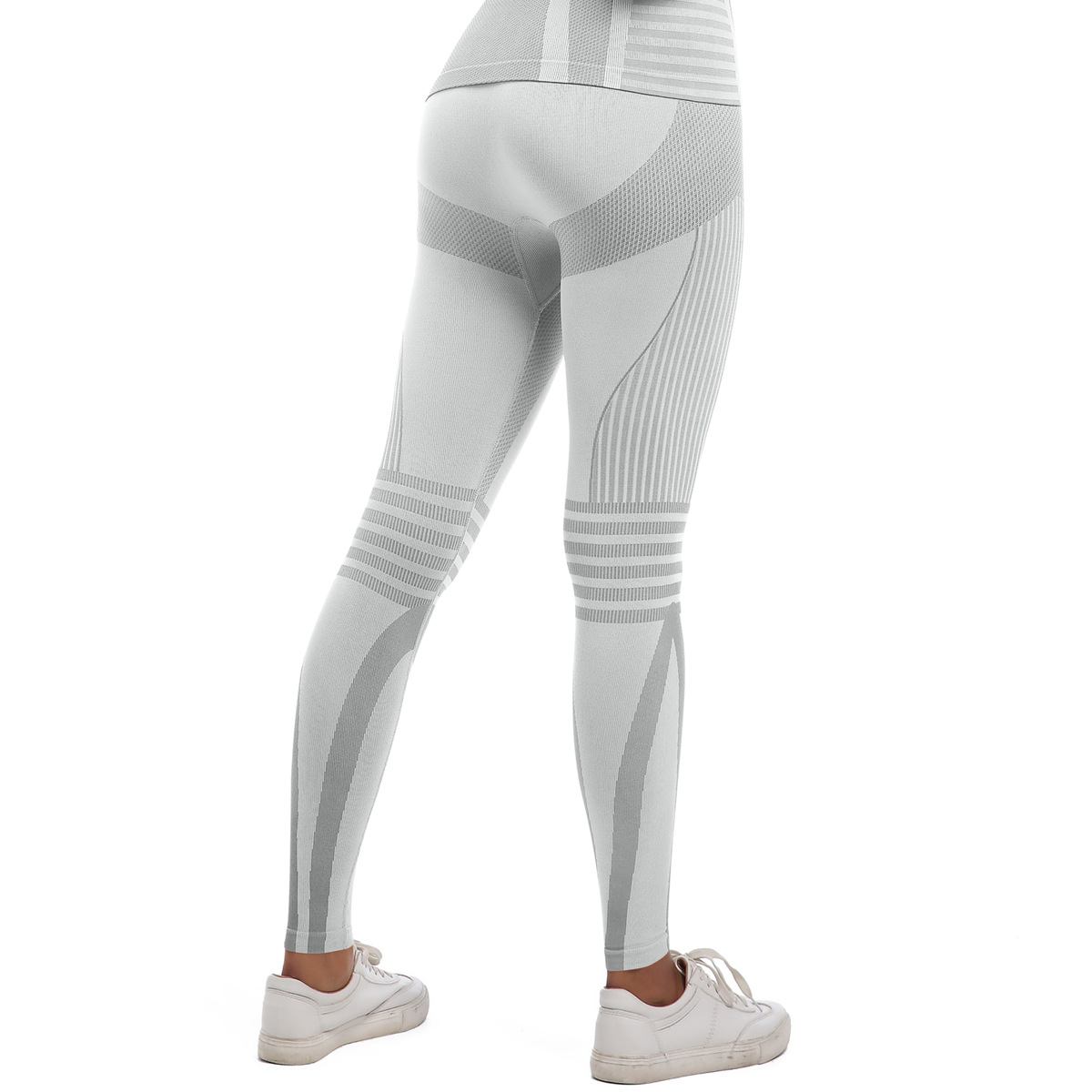 New Cross-border Seamless Knitted Spandex/Nylon Color Blocking Tight-fitting High-elastic Breathable Ski Pants High Waist Yoga