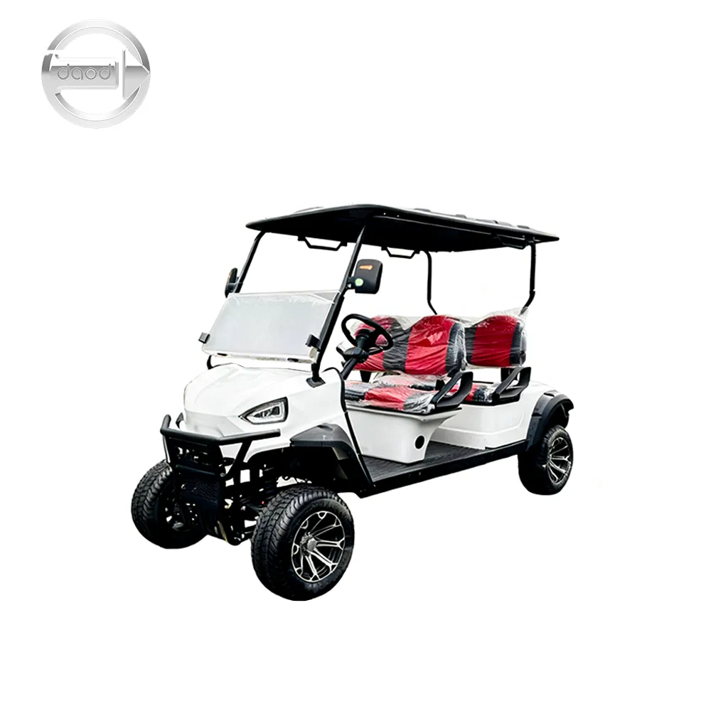 Daod Custom 4 Seat Electric Golf Cart with Roof Windshield and Rear Cargo Box