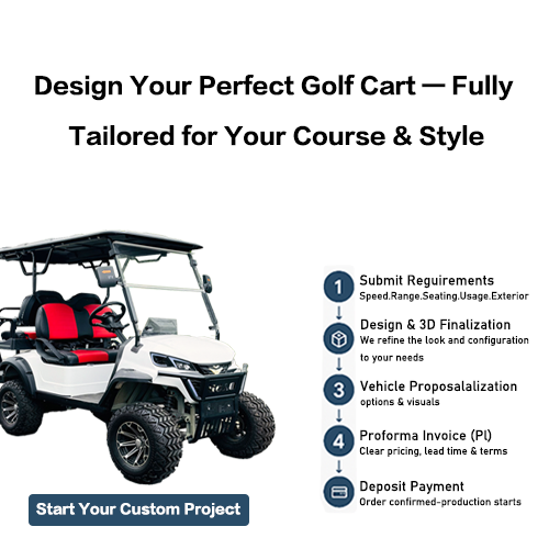 Daod Custom 4 Seat Electric Golf Cart with Roof Windshield and Rear Cargo Box