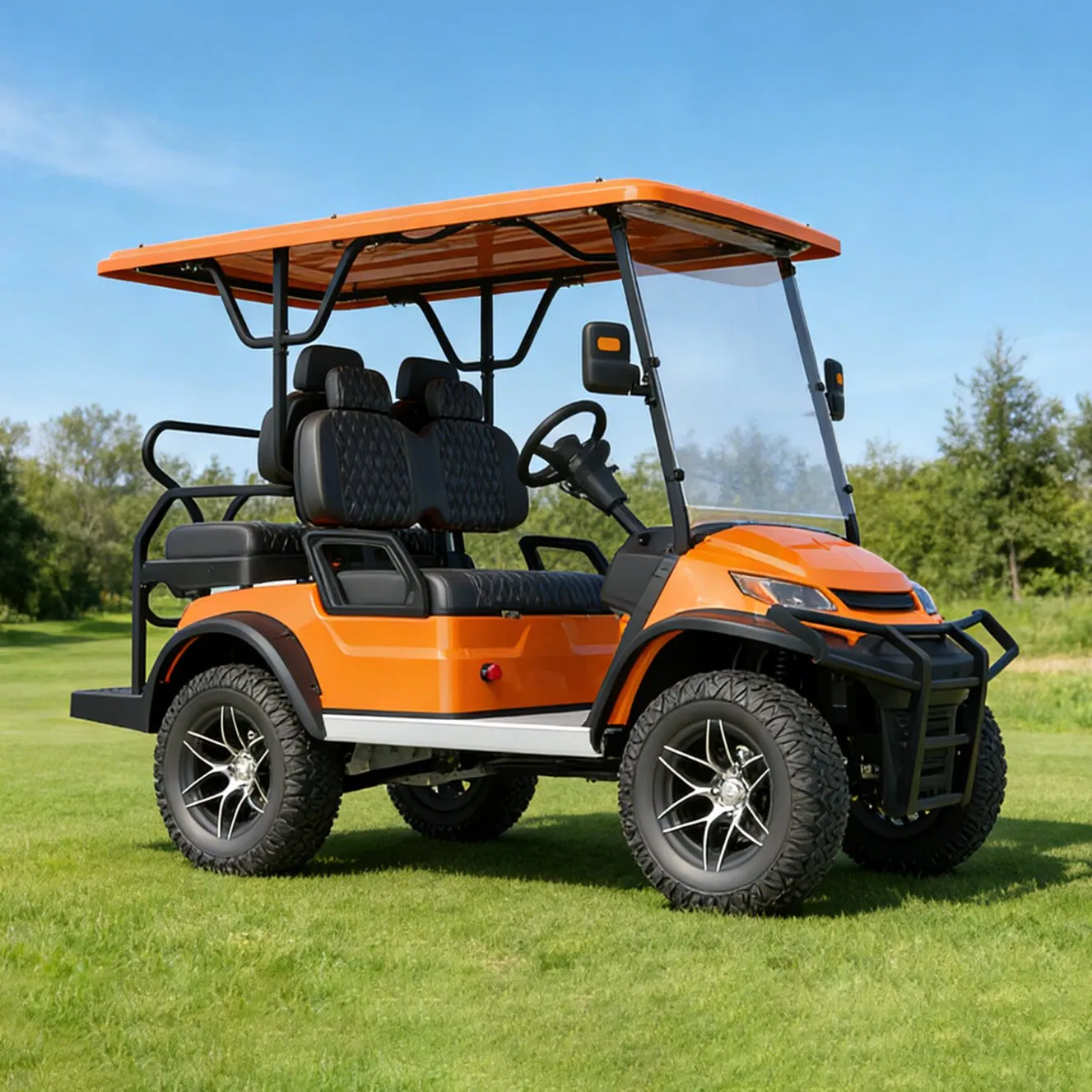 Tour Bus Acrylic Windshield 72V Battery Operated Family Used Hunting Electric Golf Cart