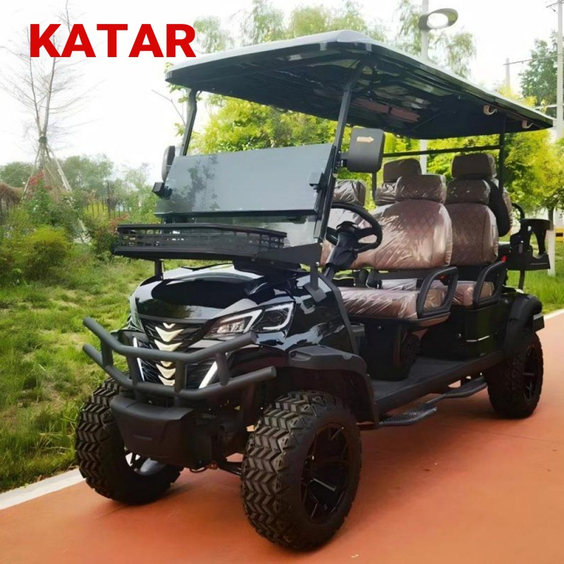 Premium Heavy-Duty Four Seat Electric Red Durable Design Long Range Shock Absorption Courses off-Road Adventures Comfortable Seating Golf Cart