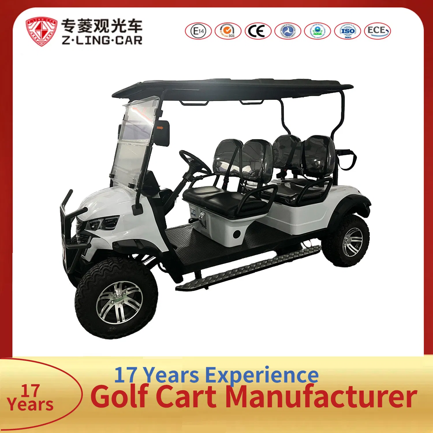 Zlingcar CE Approved 4-Seater Electric Golf Cart with Foldable Storage Basket for Community Commutes for Sale