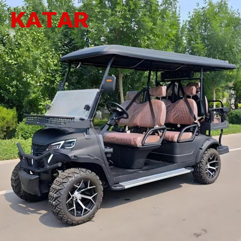 Premium Heavy-Duty Four Seat Electric Red Durable Design Long Range Shock Absorption Courses off-Road Adventures Comfortable Seating Golf Cart