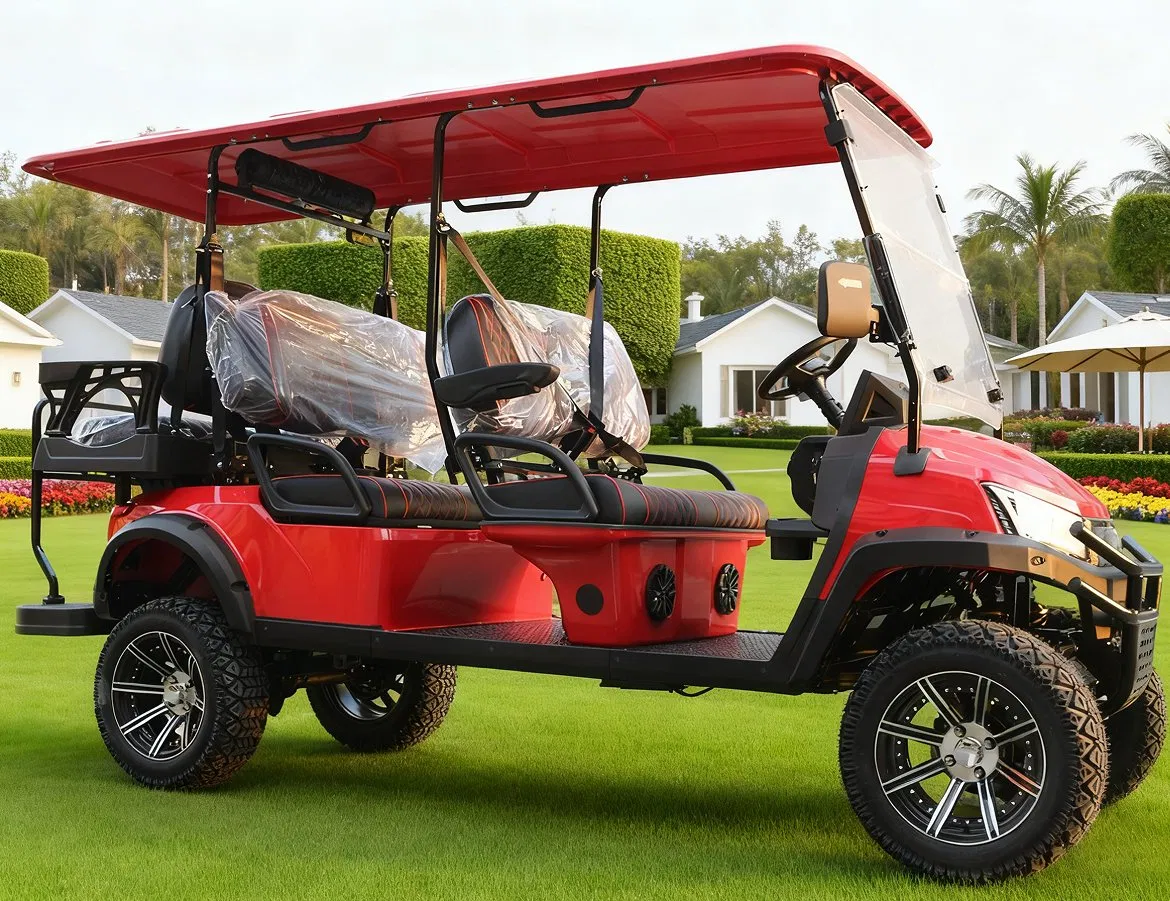 Lvzo Brand 4-Passenger Red Golf Cart (Off-Road) for Resorts