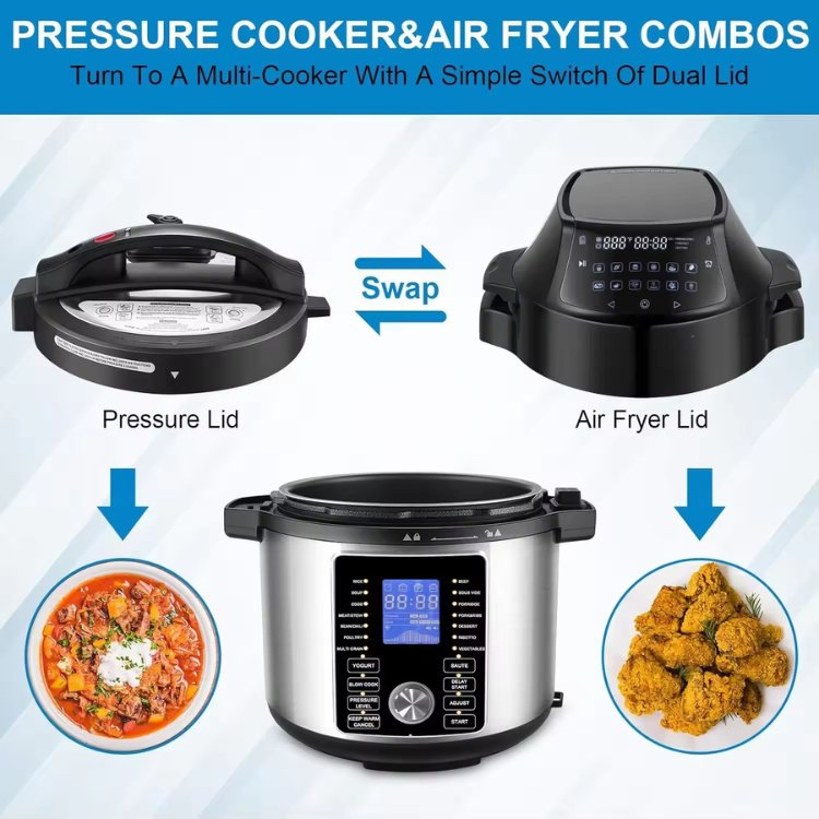 Kitchen Appliance 2-in-1 Pressure Cooker &amp; Air Fryer Swap Pot Electric Cookers Smart
