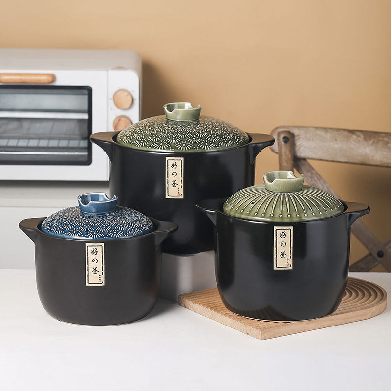 Kitchenware Supplier Wholesale Cookware Soup &amp; Stock Pots Two Ears Handle Cooker Ceramic Casserole Pots Set