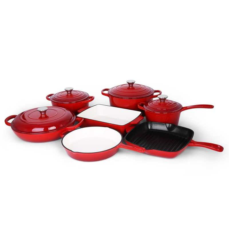 Enamel Cast Iron Cookware Set Multi-Layer Base Multi-Function Non-Stick Frying Pan and Stew Pot for Home Kitchen Use