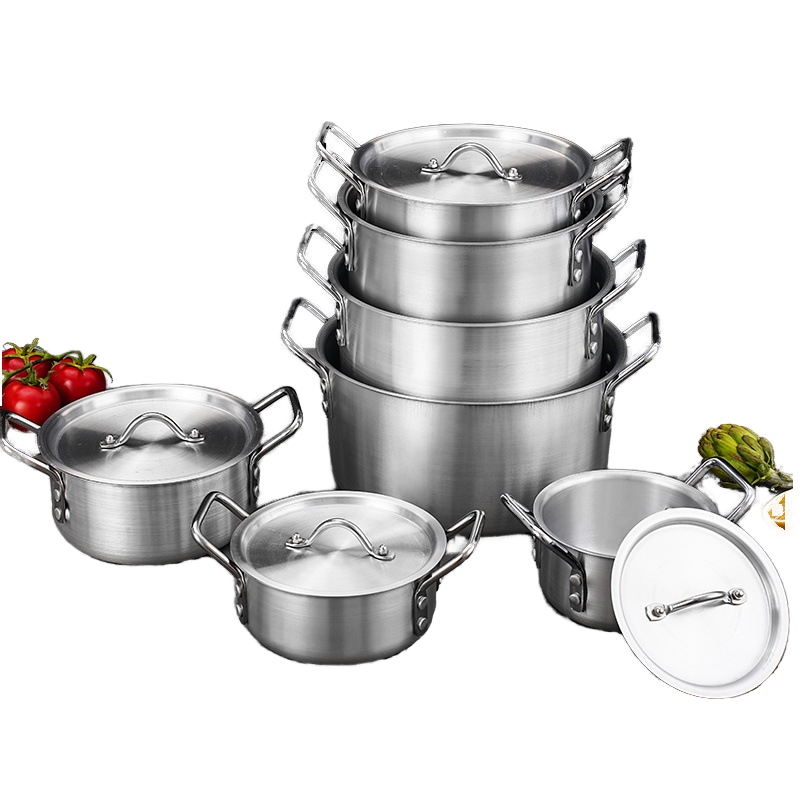 7 Piece Classic Heavy Thick Durable Aluminum Metal Oven Safe Cookware Sets Kitchenware Soup Stock Pots
