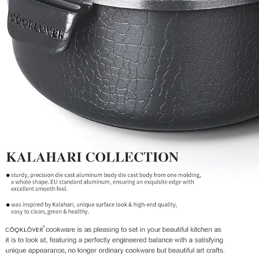 Cooklover Luxury Kalahari Series Fry Pan Cookware Set with Marble and Ceramic Coating Easy to Clean Stackable Space Saving
