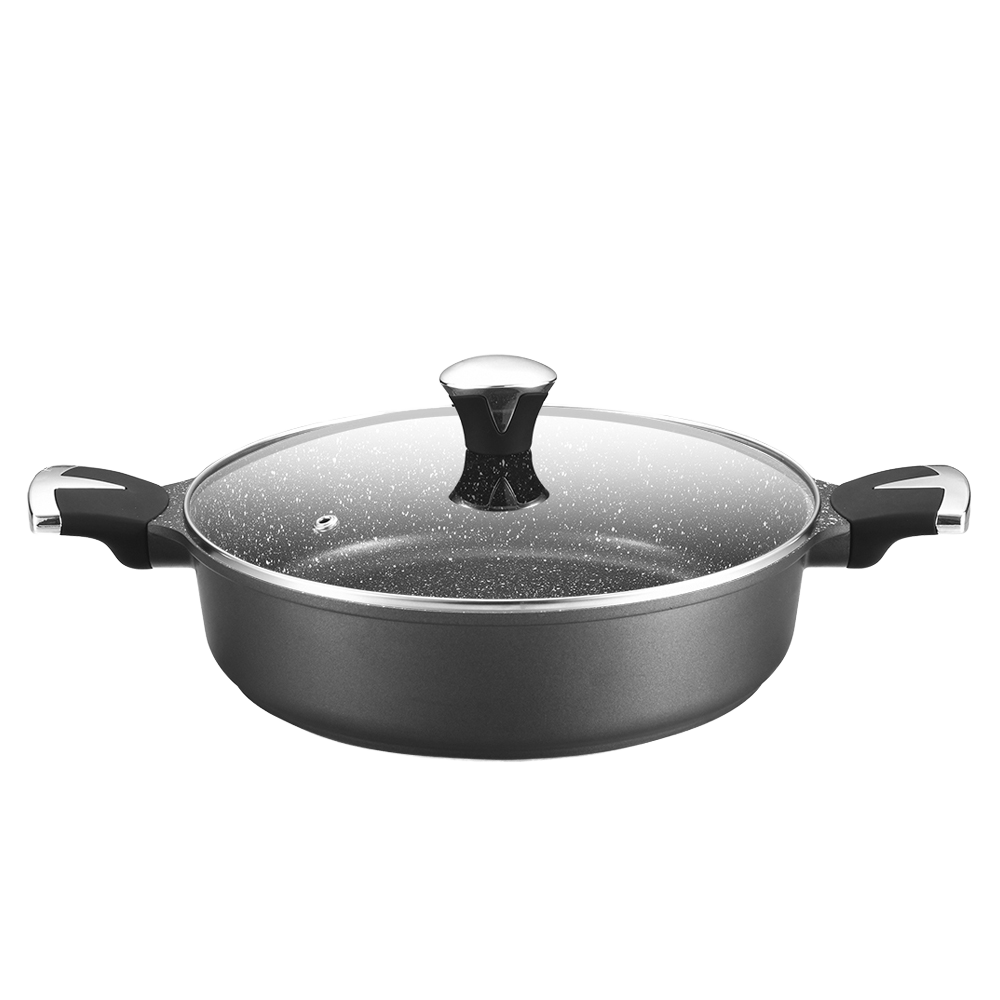 Soup Pot Set Home Kitchen Aluminum Ceramic Coated Nonstick Cookware Sets With Stainless Steel Glass Covers