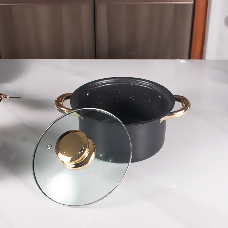 8PCS Non-Toxic Cookware Set Maple Leaf Handle Tri-Ply 18-10/304 Stainless Steel Modern Bulk Kitchenware Pfoa-Free Kitchen Wares