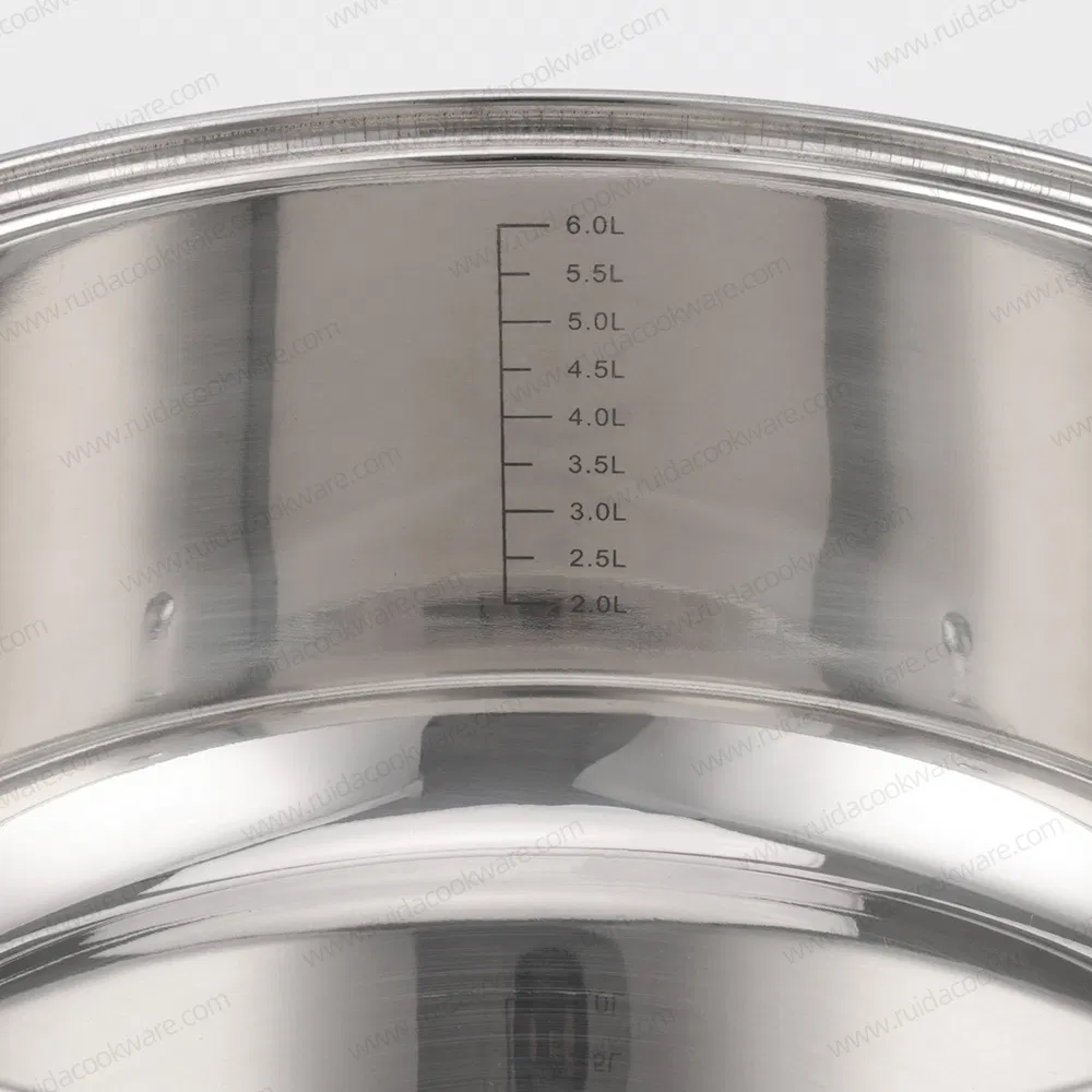 Food Grade 6PCS Scale Line Stainless Steel Hollow Handle Casserole Set