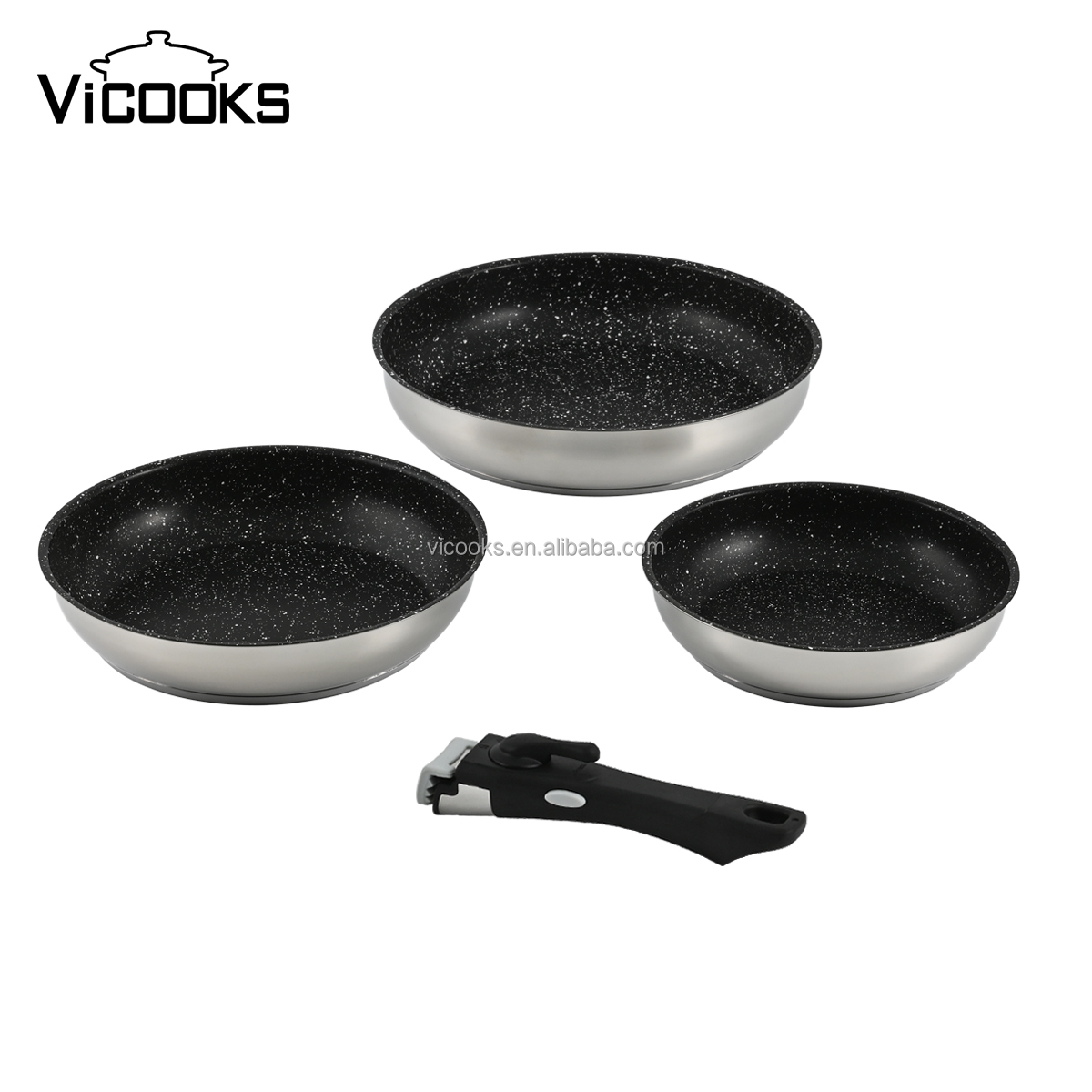 Crofton Cookware Fry Pan Detachable Handle Stainless Steel Pots and Pan Sets
