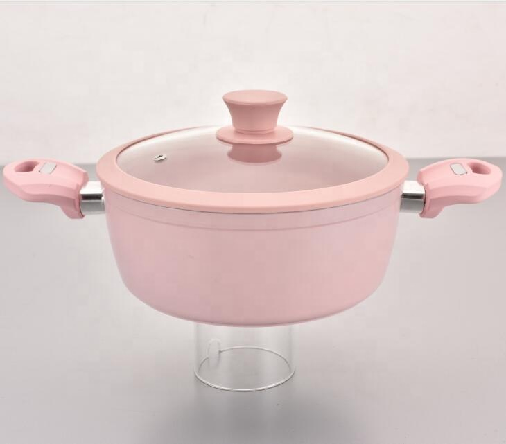 Factory Price Aluminum Ceramic Coated Colorful Casseroles and Frying Pan Set