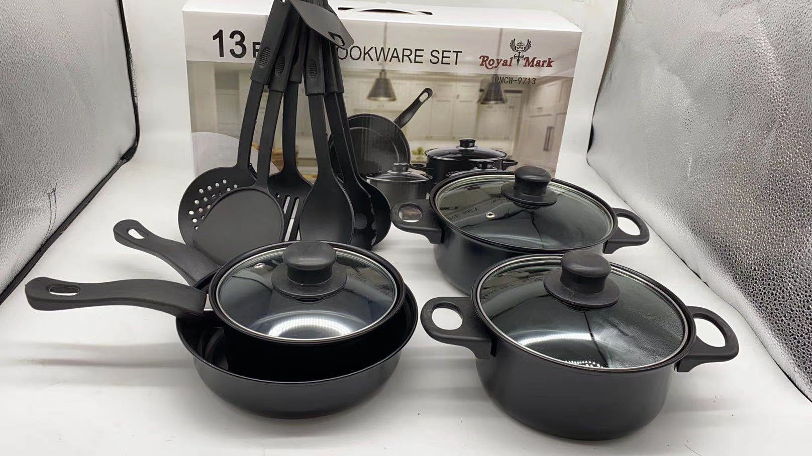 Thirteen Piece Set Cookware Shovel Great Home Use Non Stick Soup Pot Rice Stone Multi Piece Set Non Stick Cast Iron Cooking Pot