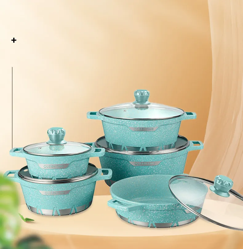 Aluminum Die-Casting Cookware Set Household Soup Pot Wok Kitchen Cooking Pot Set