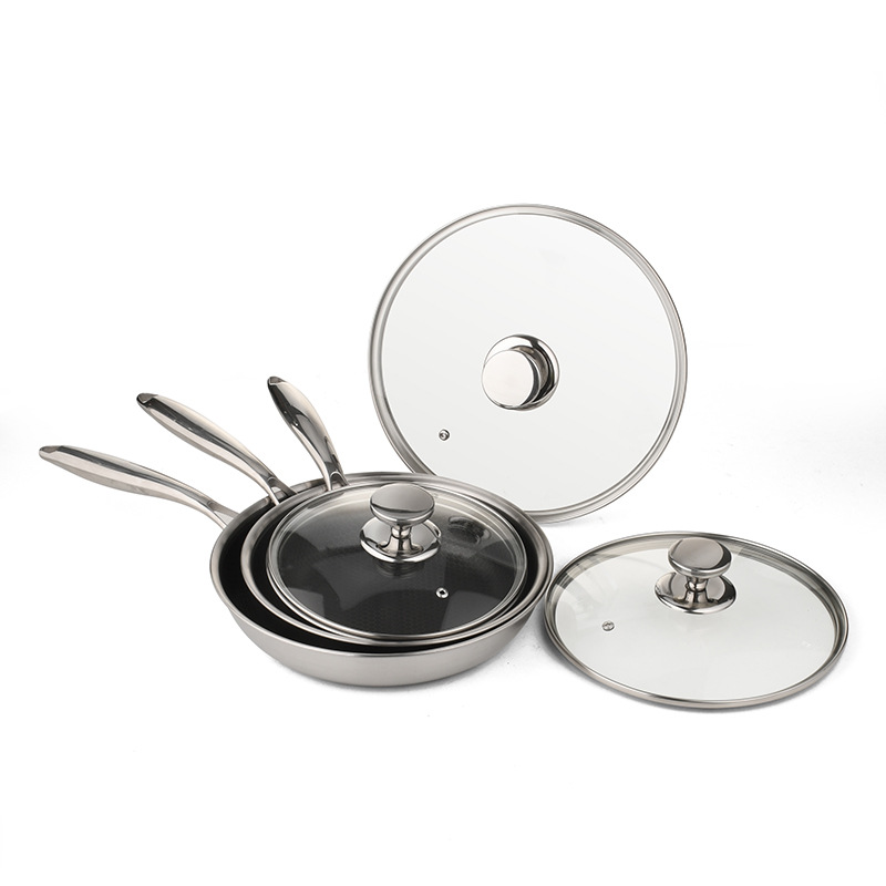 Cross-Border 304 Stainless Steel Kitchenware Set Non-Stick Pan Removable Handle Frying Pot Suit Stacking Metal Complete Set Oven