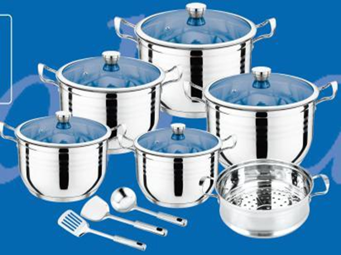 2025 Latest Classic Design Durable Multi-Piece Stainless Steel Cooking Set with Marble Material
