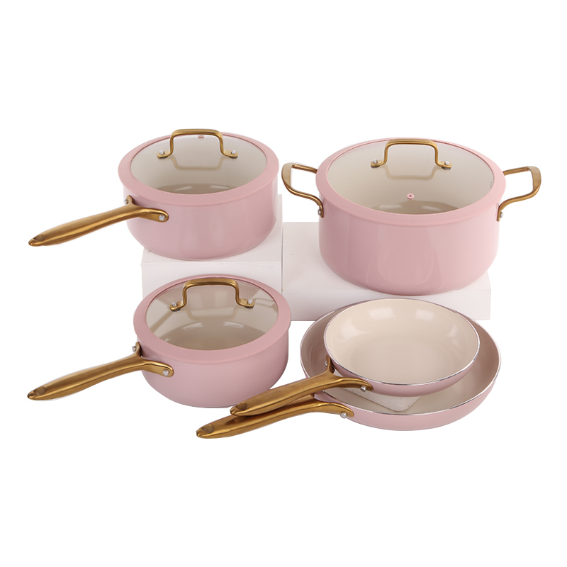 Home Kitchen 8 PCS Hard Anodized Aluminum Cookware Nonstick Pans and Pots Set for All Cooktops
