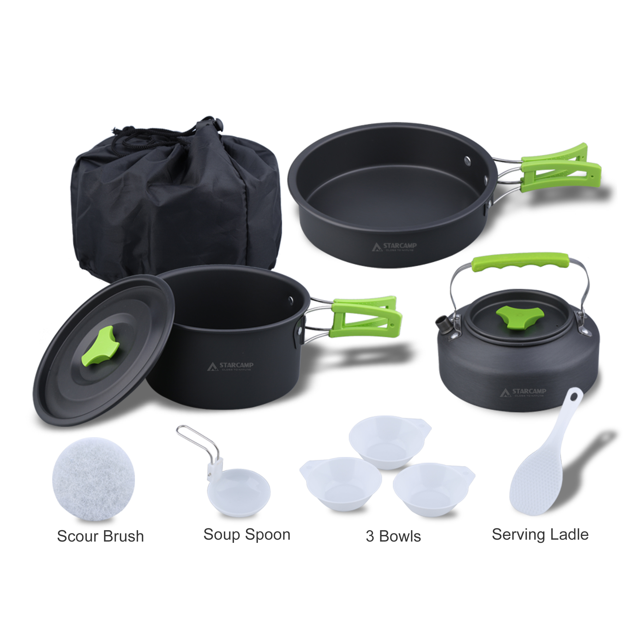 STARCAMP Aluminium Cookware Set For Outdoor Camping Hiking And Backpacking Portable Frying Pans For Outdoor Cooking