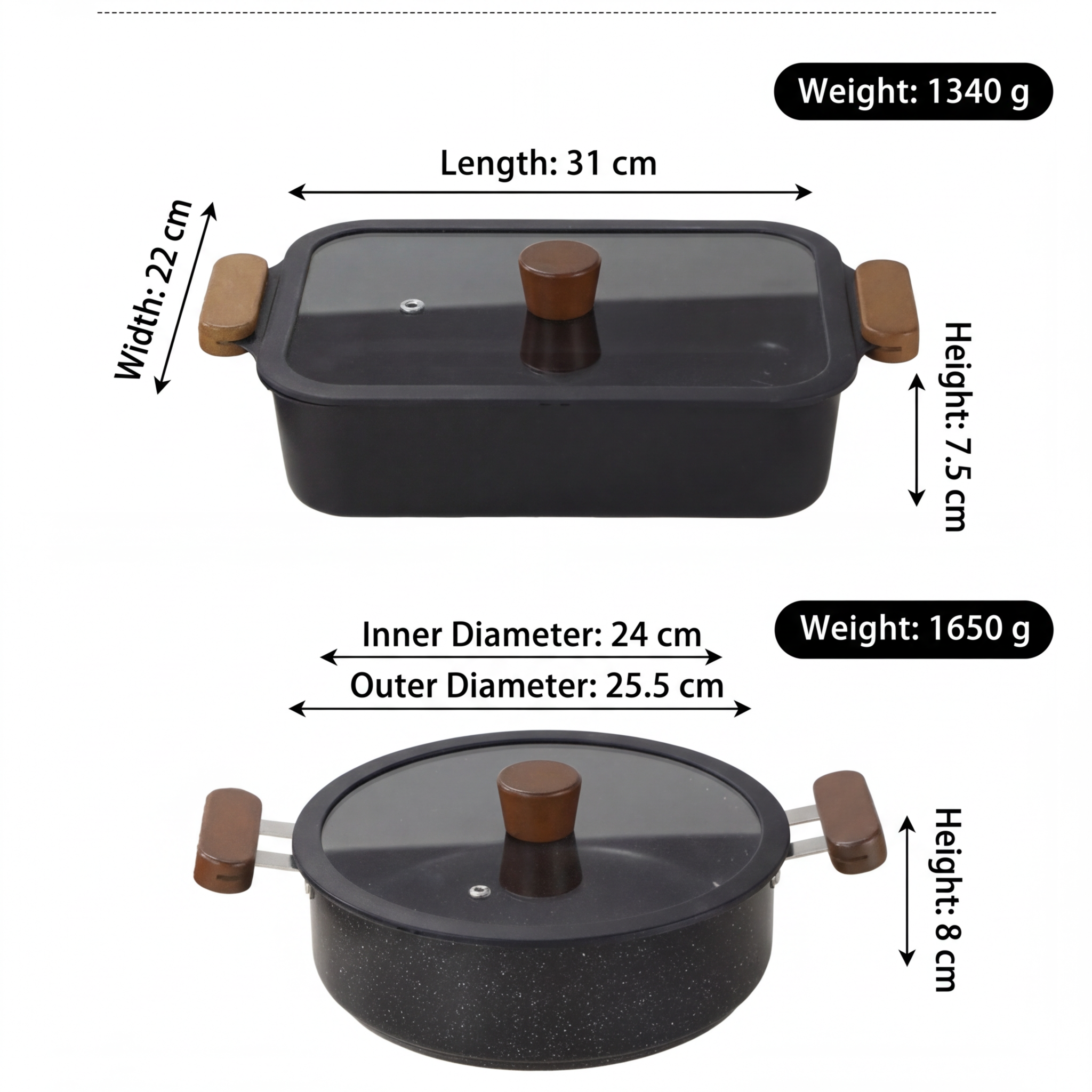 Custom Logo 10-Piece Black Stainless Steel Double Bottom Cookware Set with Glass Lid Multi-Functional Cookware for Family Party