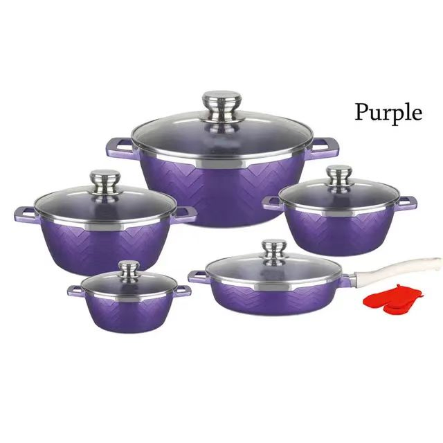 2022 New Hot Selling 12 PCS Die Casting Aluminium Long Lasting Non Stick Kitchen Dessini Cookware Set
