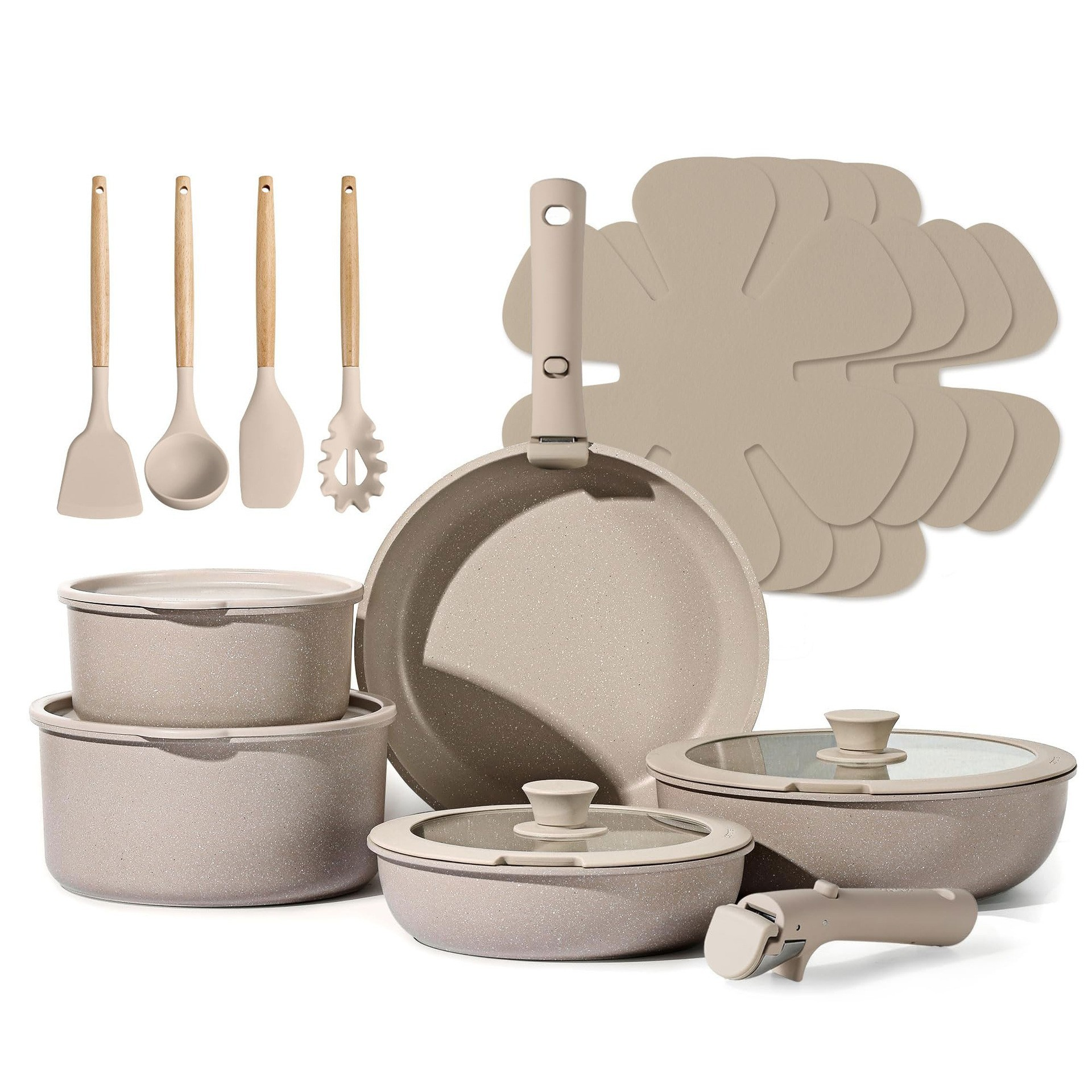 Cost-Effective Space Saving Stackable Cooking Pot Thick Detachable Handle Non-Stick Cookware Set for Kitchen Use