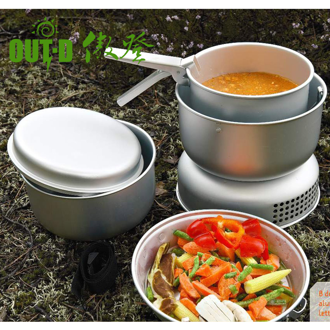 Wholesales Anodized Aluminum Camping Cook Set Portable Outdoor Cooking Pots