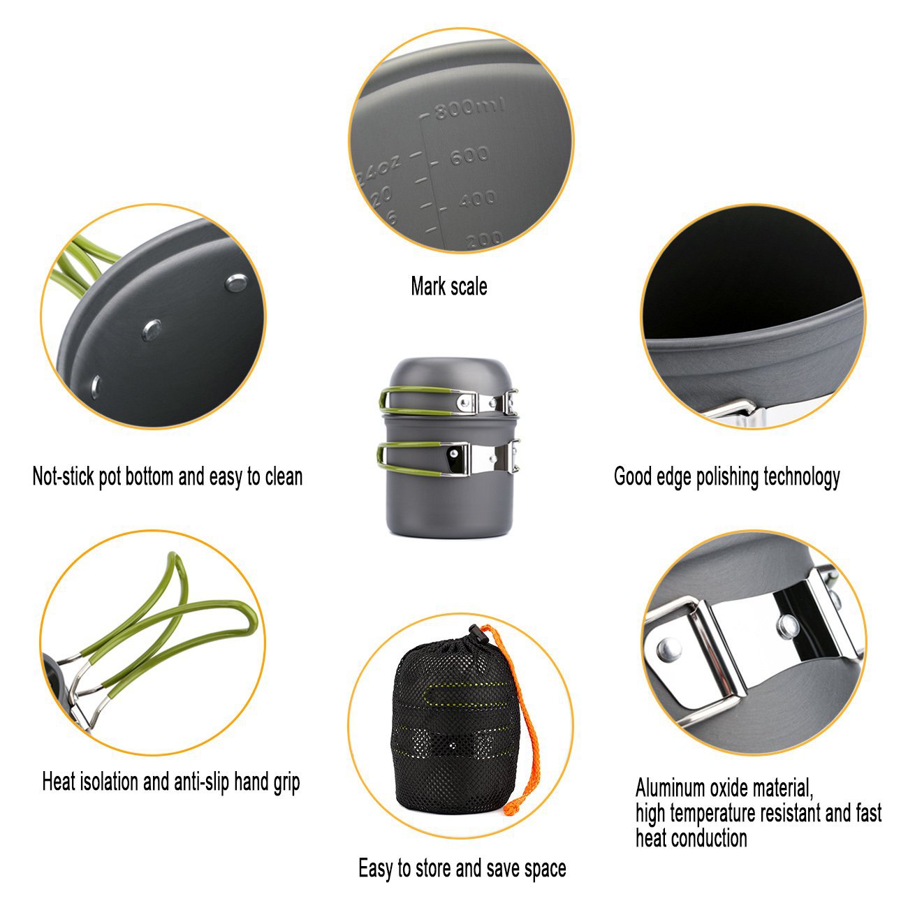 Portable Stainless Steel Outdoor Cookware Set for 1-2 People Includes Cutlery &amp; Accessories for Climbing &amp; Camping