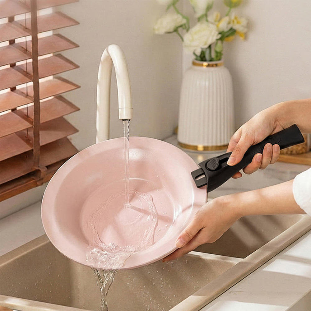 Non-stick Removable Handle Cookware Set Round &amp; Square Frying Pan for Kitchen Cooking