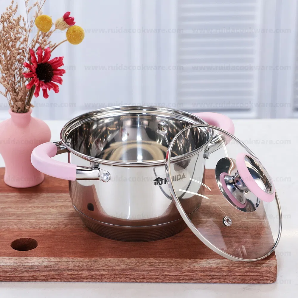 Factory Silicone Saucepan Pot Kitchenware Cooking Stainless Steel Cookware Set