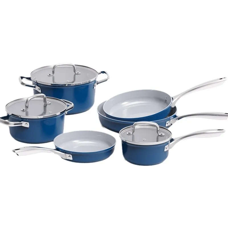 Wholesale 6PCS Ceramic Non Stick Pressed Cookware Set with Stainless Steel Handle